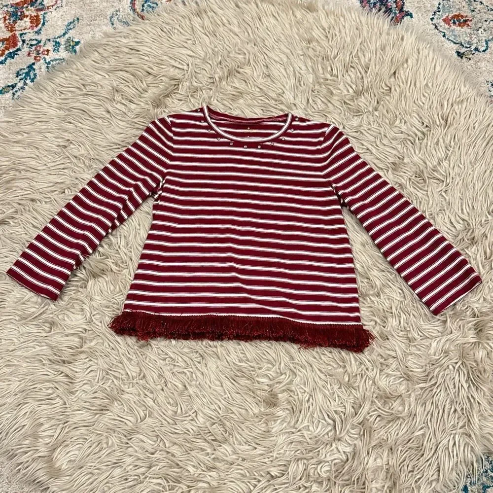 Kate Spade fringe striped blouse size medium